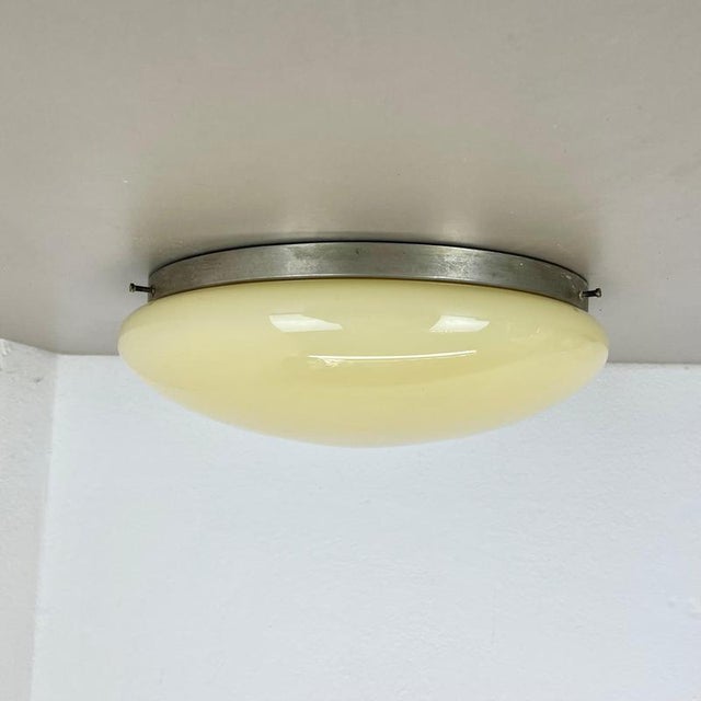 Large Modernist Art Deco Metal Plafoniere Flush Mount, France, 1920s For Sale - Image 6 of 18