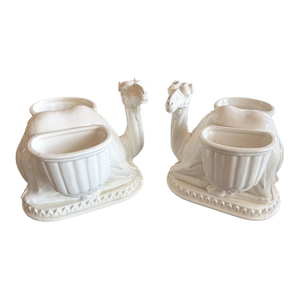 Mid Century Fitz & Floyd Ceramic Camel Candle Holders Pair