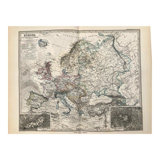 1877 Stieler Map of Europe For Sale