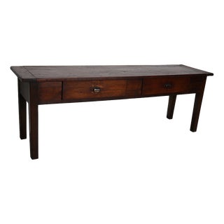 Large Vintage Rustic French Colonial Teak Farmhouse Side Table, 1920s For Sale