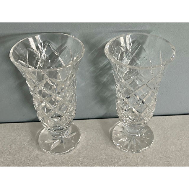 Vtg. Waterford Pair of Crystal Footed Kinsale 7" Bud Flower Vase For Sale In Philadelphia - Image 6 of 11