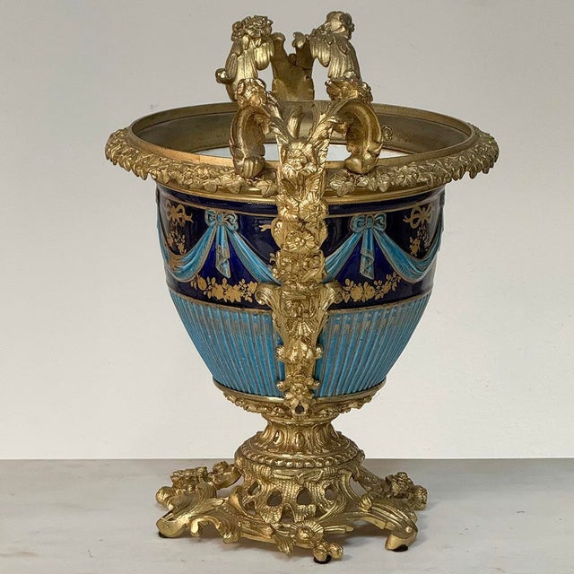 Mid 19th Century 19th Century French Porcelain Vase in the Sèvres Style With Gilt Bronze Mounts For Sale - Image 5 of 18