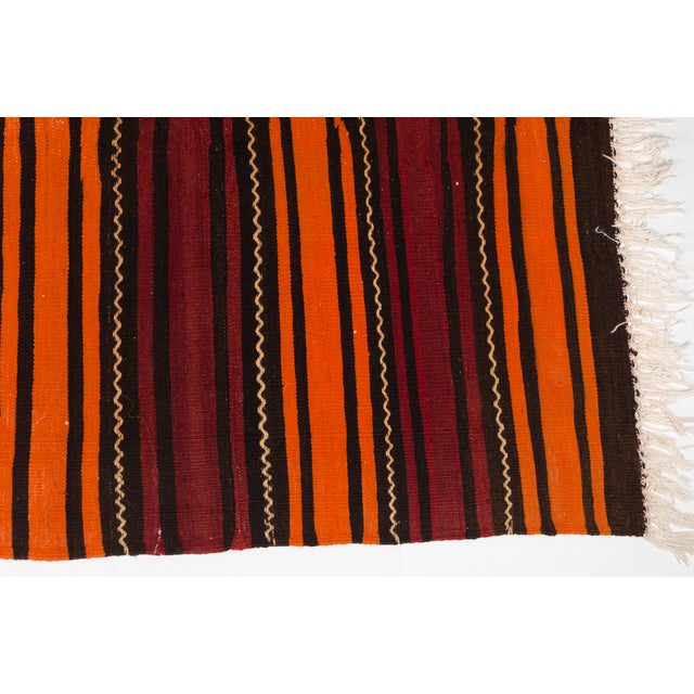 Mid 20th Century Bold Orange & Madder Red Flatweave Rug For Sale - Image 4 of 14