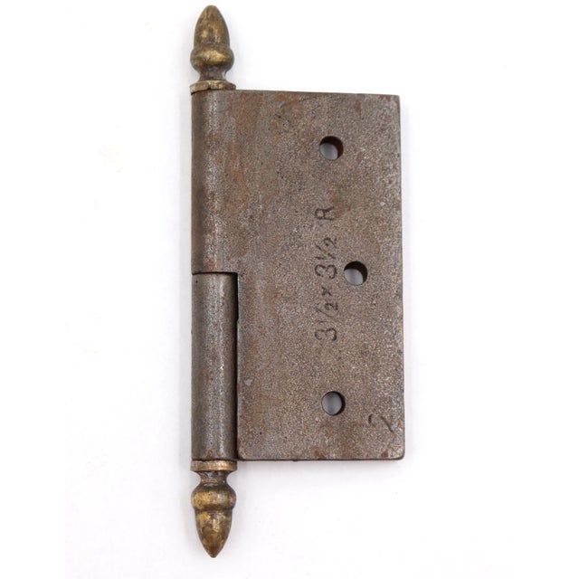Antique 3.5 X 3.5 In. Cast Iron Right Acorn Tip Lift Off Door Hinge For Sale - Image 4 of 4