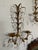 Vintage Mid Century 19" Italian Gilded Tole and Crystals Candle Sconces - A Pair For Sale - Image 12 of 18