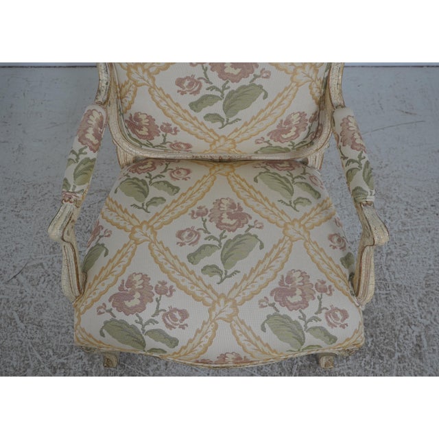Wood Pair of Crackle Paint Louis XV Fauteuils Armchairs For Sale - Image 7 of 18