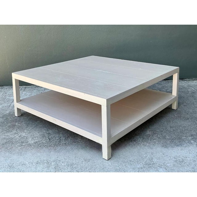 Vintage White Wood Square Coffee Table For Sale - Image 4 of 12