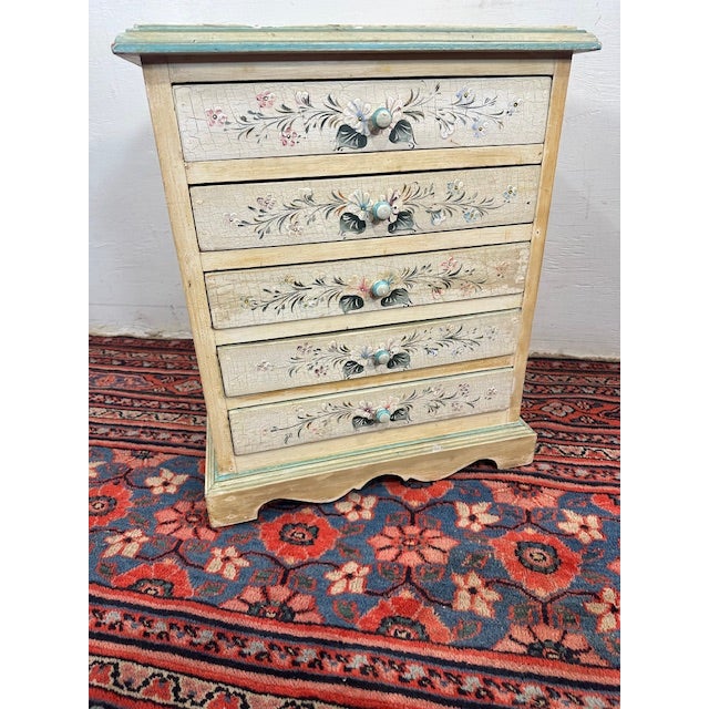 White 1990s Beautiful 5 Drawer Hand Painted Chest For Sale - Image 8 of 11