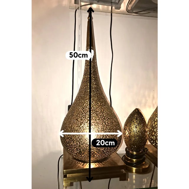 Gold 1980s Decorative Moroccan Embossed Brass Floor Lamp For Sale - Image 8 of 10