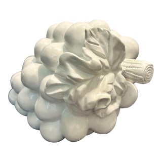 Vintage Boho Chic Monumental White Laquered Grapes - Newly Painted For Sale