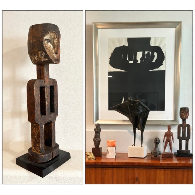 Wood African Carved Wood Figure Standing From the Bamana Tribe (17” Tall) For Sale - Image 7 of 7