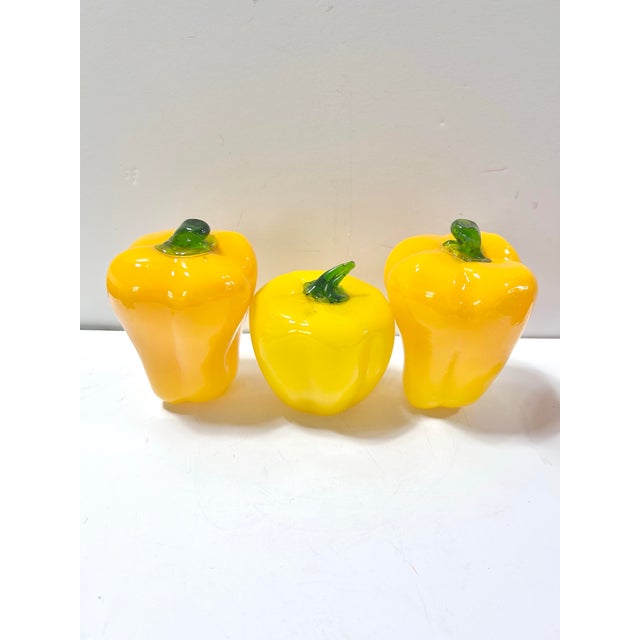Late 20th Century Vintage Blown Art Glass Bell Peppers, Red Yellow & Green, Set of 7 For Sale - Image 5 of 8