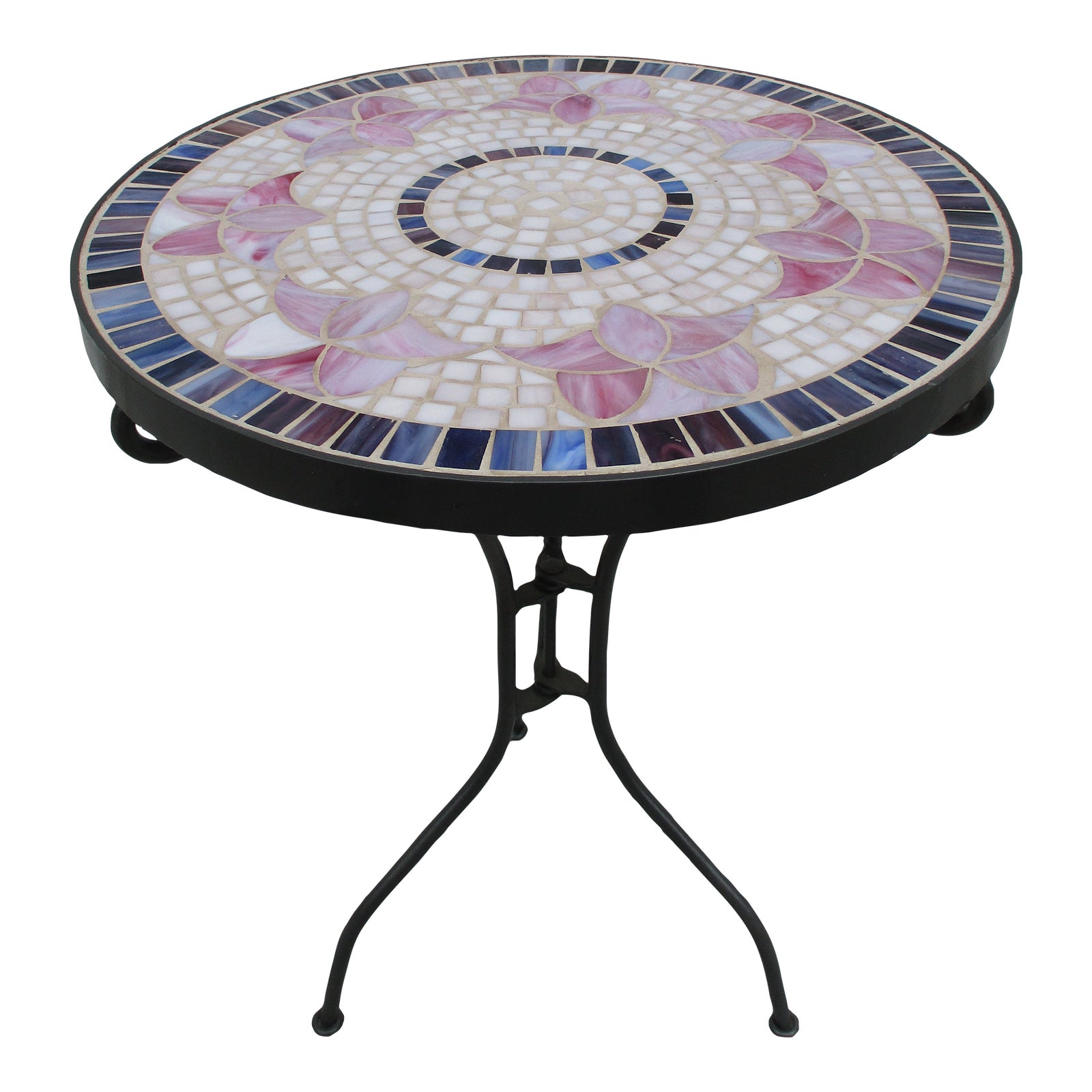 Round Outdoor Pink and Blue Mosaic Top Side Table Chairish