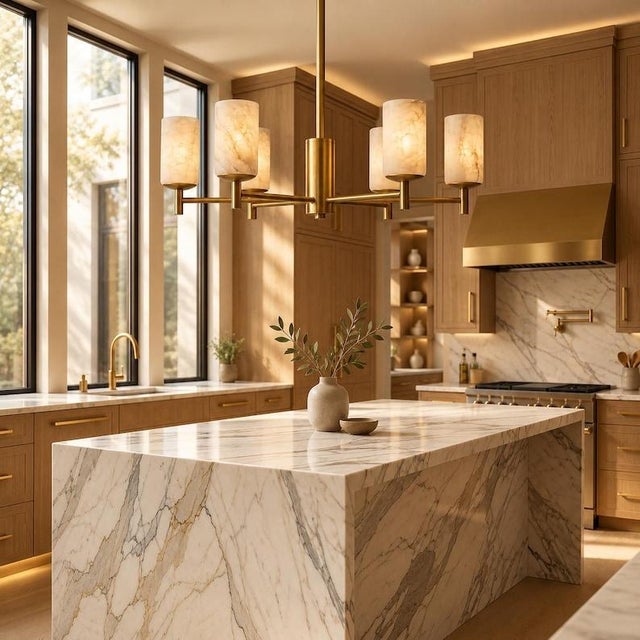 Elevate your interior with this stunning 6 Light Alabaster Chandelier, thoughtfully designed to bring together the...