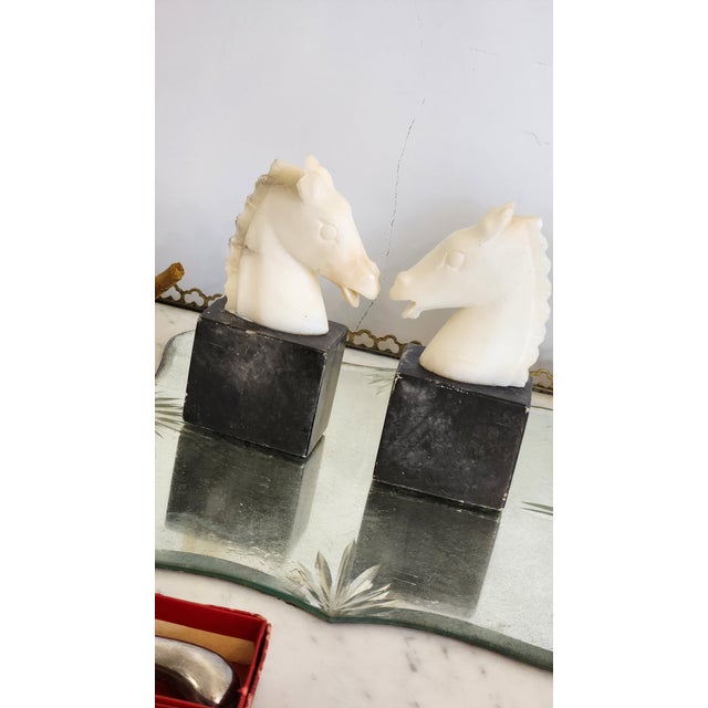 Vintage Carved Marble Horse Head Bookends, Pair For Sale - Image 17 of 18