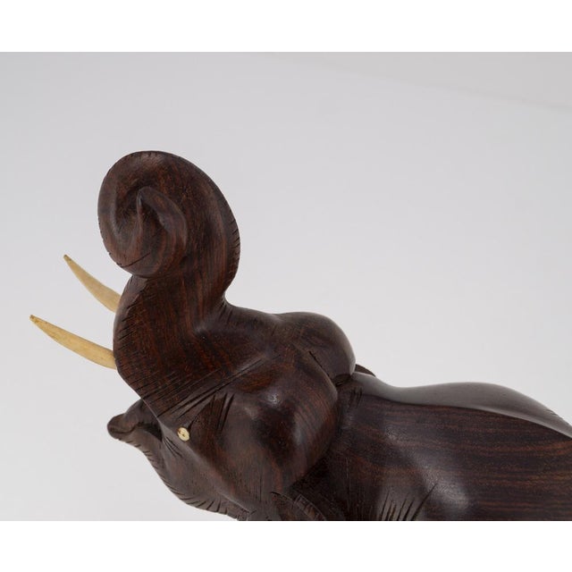 Beige Mid-Century Teak Elephant Sculpture, 1960s For Sale - Image 8 of 14