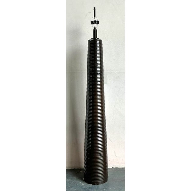 Vintage Boho Ribbed Floor Lamp For Sale - Image 4 of 8