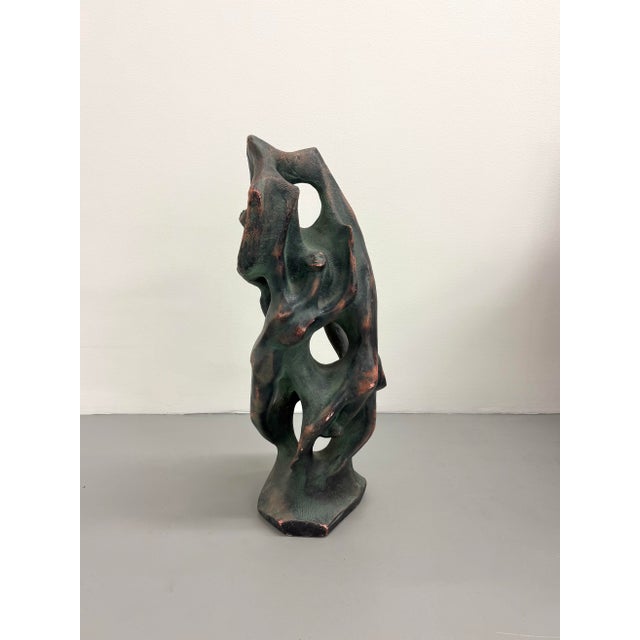 Ceramic Vintage Hand Carved Abstract Ceramic Figurative Sculpture With Verdigris Finish For Sale - Image 7 of 7
