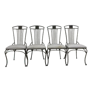 Vintage Hooker Furniture Wrought Iron Sculptural Patio Chairs - Set of 4