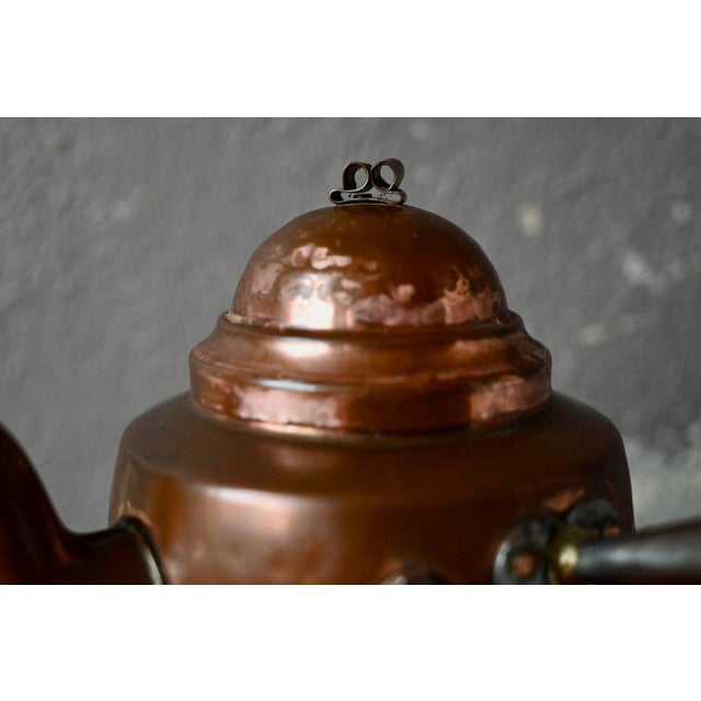 Metal Antique 18th Century Hammered Copper Teapot on Wrought Iron Tripod For Sale - Image 7 of 10