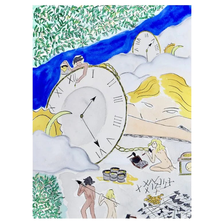 Gabrielle Rul, How to Fix Time, 2021, Watercolor | Chairish