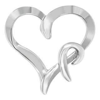 .925 Sterling Silver Heart Shaped Pendant Necklace For Sale