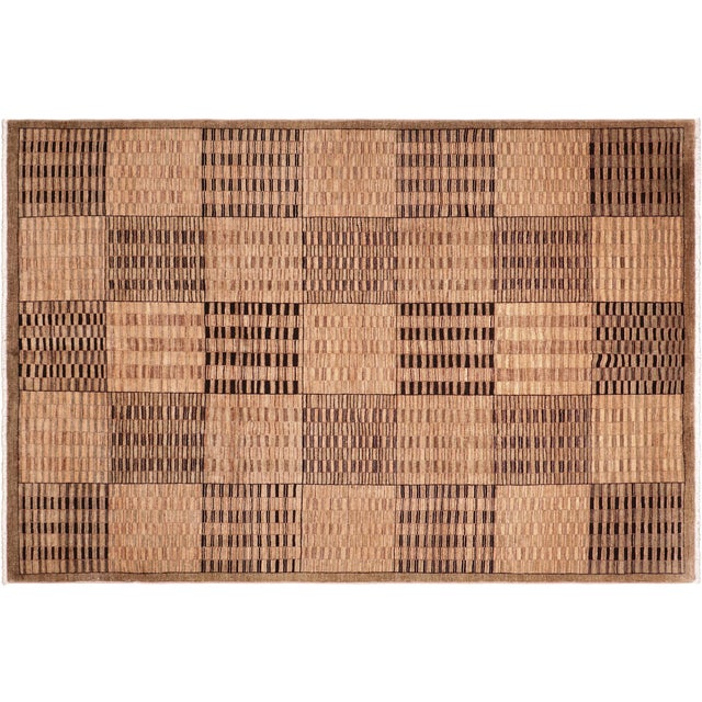 Bohemian Gabbeh Tan/Brown Wool Rug - 7'10'' X 9'8'' For Sale - Image 9 of 10