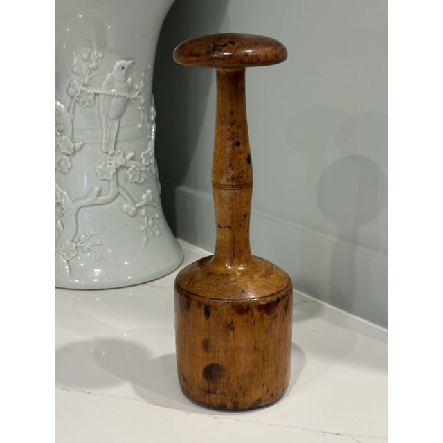 Antique Folk Art Maple Treenware Masher / Pestle For Sale - Image 12 of 12