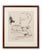 Bold and expressive 1974 limited-edition pencil sketch featuring a nude female figure flanked by two horses, with a...