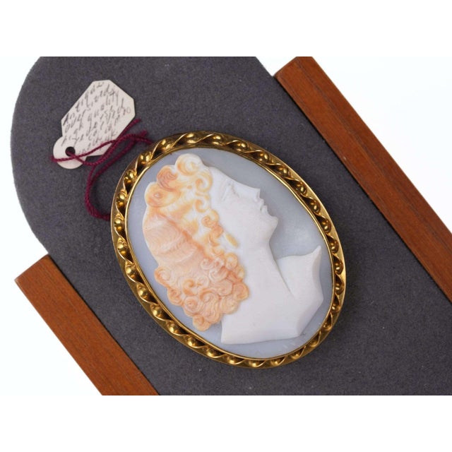 Large Antique 14k gold Shell Cameo. Pendant/pin, 19th century, tested and<br>guaranteed solid 14k gold frame, very...