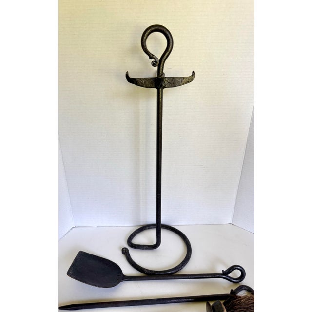 Vintage Wrought Iron Fireplace Set With Sculptural Loop Details For Sale - Image 9 of 11