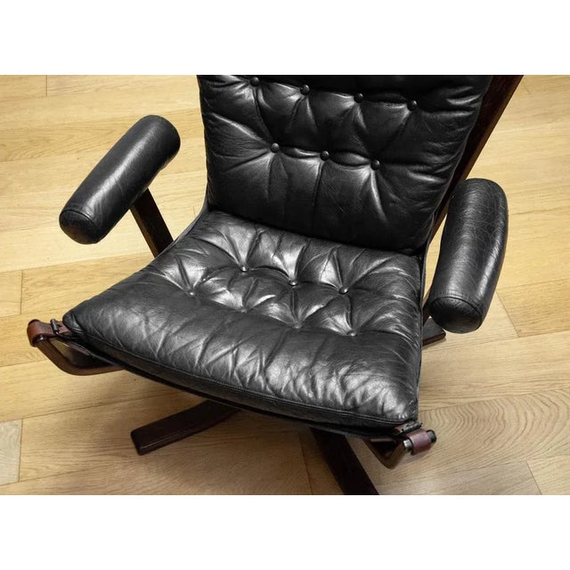 A striking and comfortable 1970s Danish lounge chair designed by Sigurd Ressell for Trygg Møbler, known as the “Superstar”...