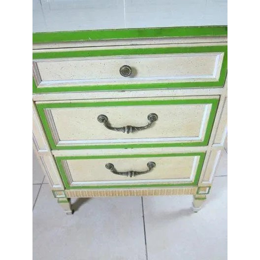 1970s Vintage Mid Century Desk by Stanley Four Drawer Ivory and Green For Sale In Naples, FL - Image 6 of 12