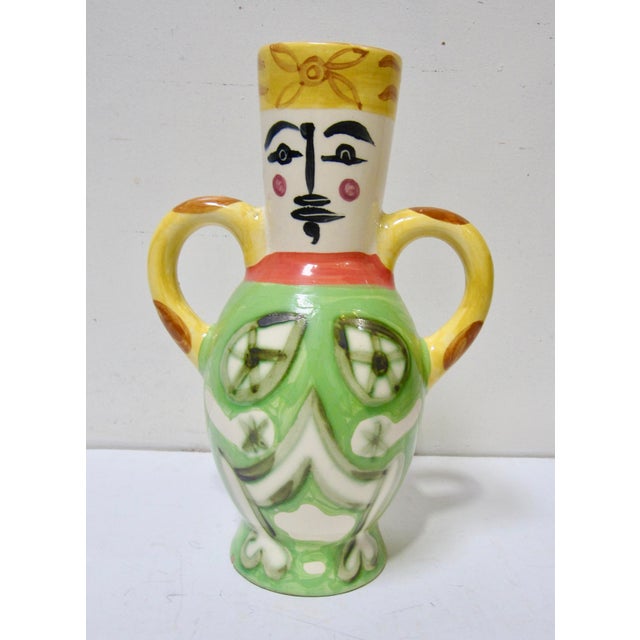 1960s Vintage Pablo Picasso by Padilla Cubist Ceramic Face Vase, Signed