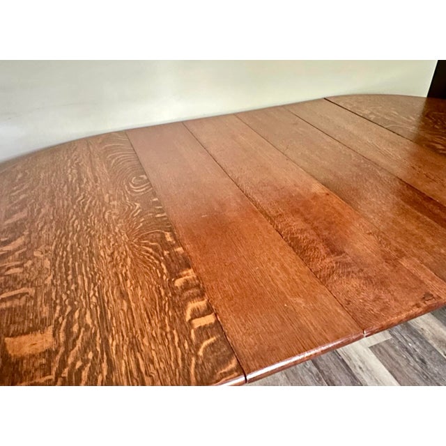 Antique 20th Century Tiger Oak Split Pedestal Table With Ornate Carvings & Paw Feet For Sale - Image 12 of 12