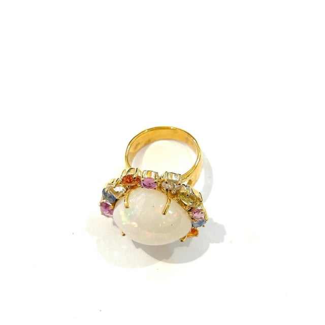 Not Yet Made - Made To Order Bochic “Orient” Multi Sapphire & Opal Cocktail Ring Set In 18K Gold & Silver, Size 7 For Sale - Image 5 of 10