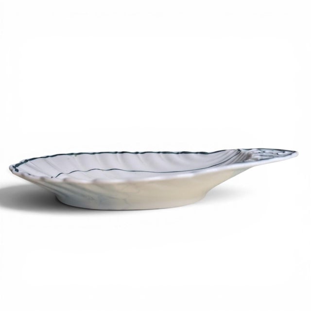 Vintage Hand Painted Seashell Shaped Porcelain Dish For Sale - Image 9 of 11