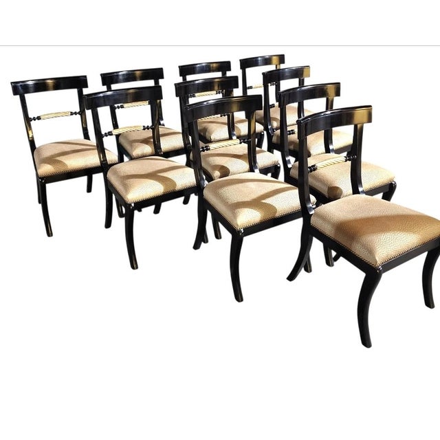 Neoclassical Greek Revival/Regency Style Klismos Dining Chairs, Custom Made - Set of 10 For Sale - Image 3 of 18