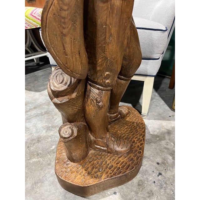 Brown Italian Hand Carved Wood Statue. 18th C Style Young Man For Sale - Image 8 of 12