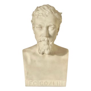 Joseph Hugues Fabisch Bust in Marble by J. Cozlin For Sale