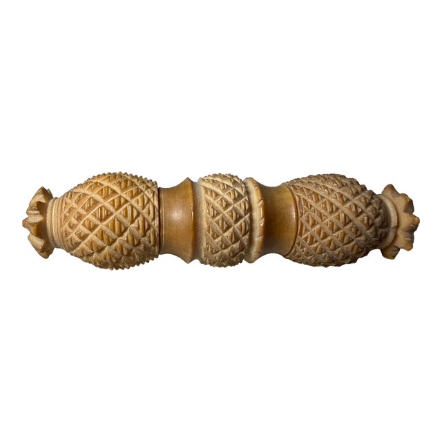 Antique Elaborate 19th-Century Sewing Needle Case Hand Carved Coquilla Nut Box For Sale