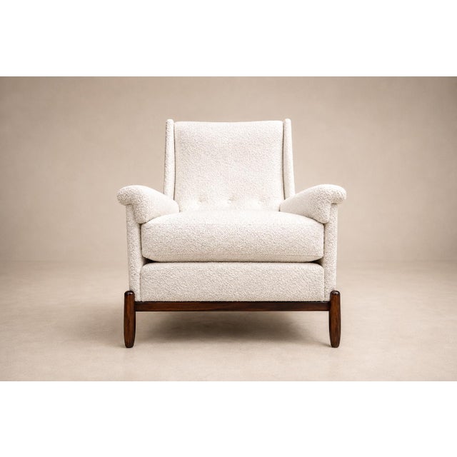 Mid-Century Modern Jorge Jabour Club Chair in Brazilian Rosewood and Bouclé, Brazil, 1960s For Sale - Image 3 of 18