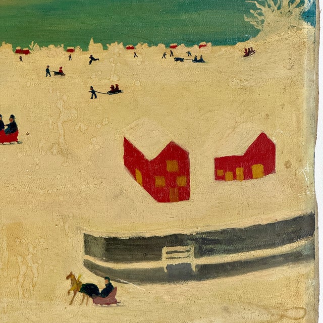 1960s 1st Time to Market, Folk Art O/C Painting by Abraham Feit, New York City Dealer & Artist For Sale - Image 9 of 12