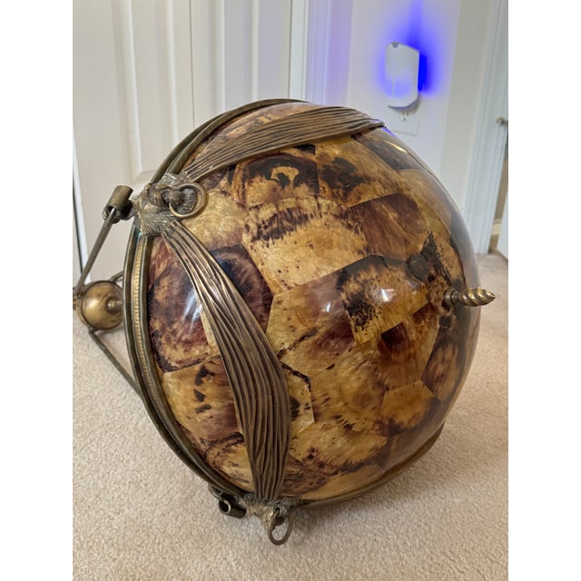 Vintage 1950s Neoclassical Gilded Brass Lion Heads Alabaster Pendant Chandelier For Sale - Image 14 of 18