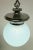 Antique Opaline Glass Globe and Cast Metal Hanging Pendant Light Fixture For Sale - Image 4 of 12