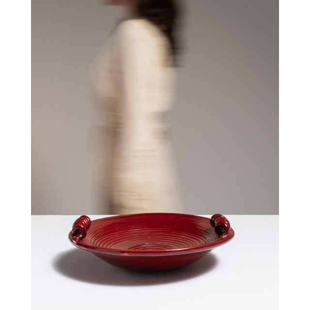 1950s Belgium Rose Ceramic Serving Bowl For Sale - Image 12 of 15