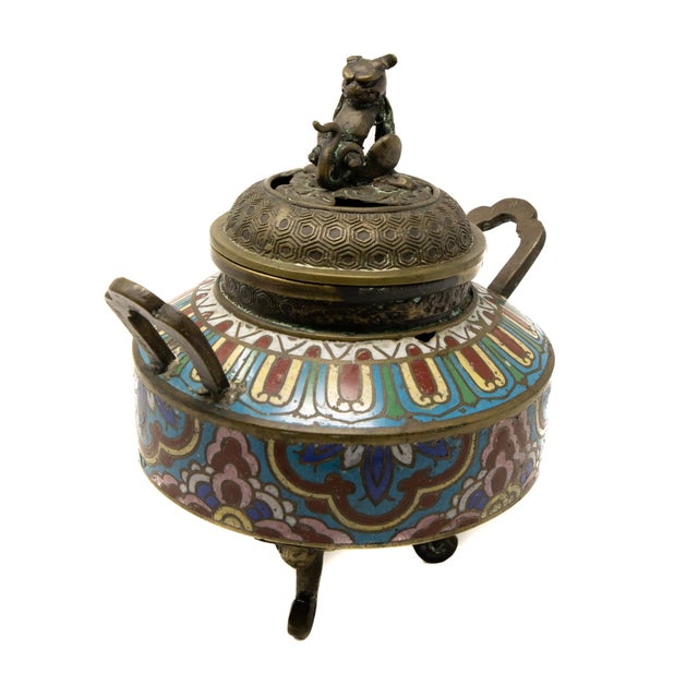 Bronze Early 20th Century Bronze Cloisonné Censer For Sale - Image 8 of 13
