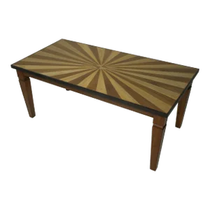 1980s Inlay Sunburst Specimen Wood Coffee or Cocktail Table