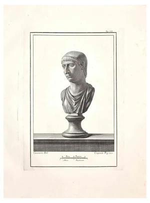 Unknown, Ancient Roman Bust, Original Etching, 18th Century