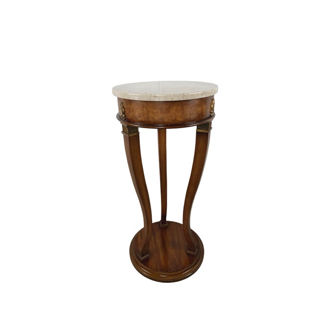 Vintage Neoclassical Italian Marble-Top Pedestal Side Table For Sale - Image 16 of 17